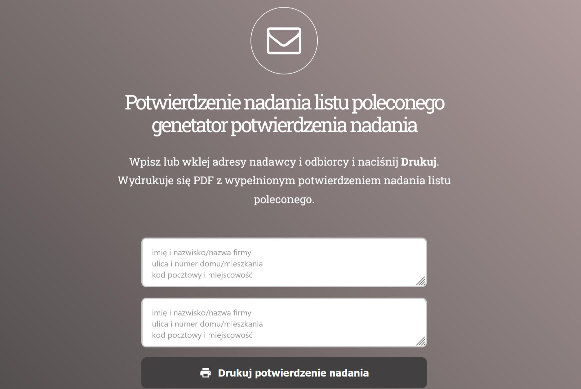 potwierdzenie nadani listu poleconego